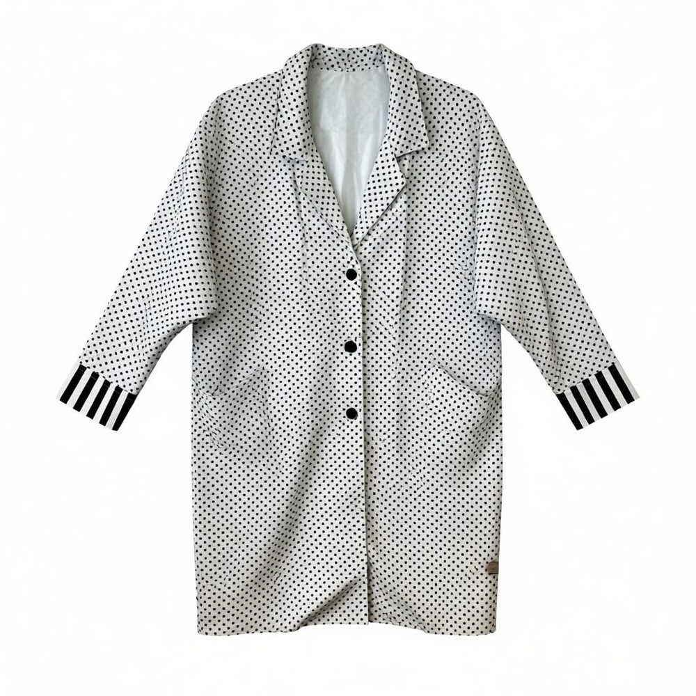 VINTAGE Kenn Sporn for Wippette Black and White Polka Dot Rain Coat Size Medium